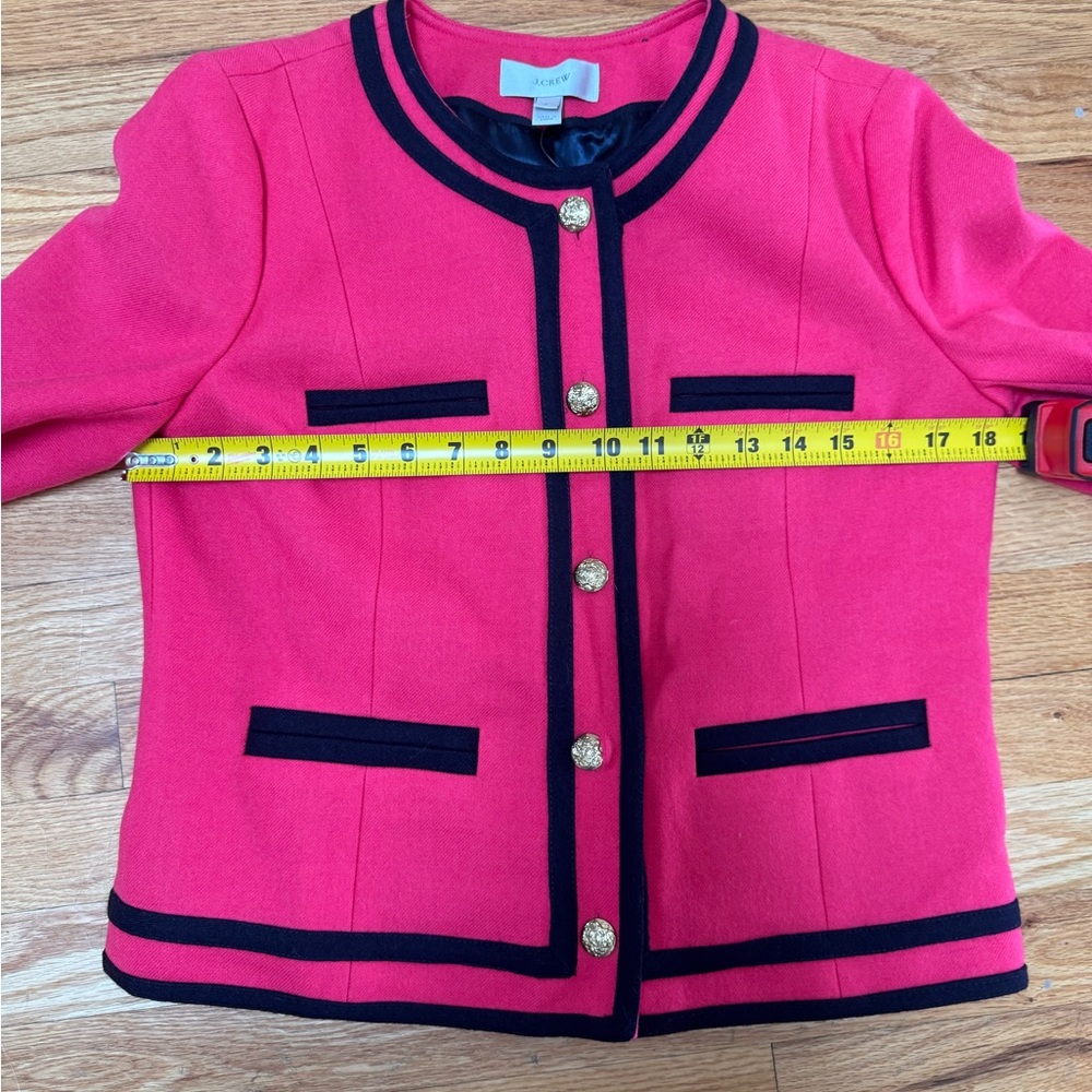 NWT J. Crew classic, 100% wool jacket in pink and midnight blue. Size 6. - Picture 9 of 9